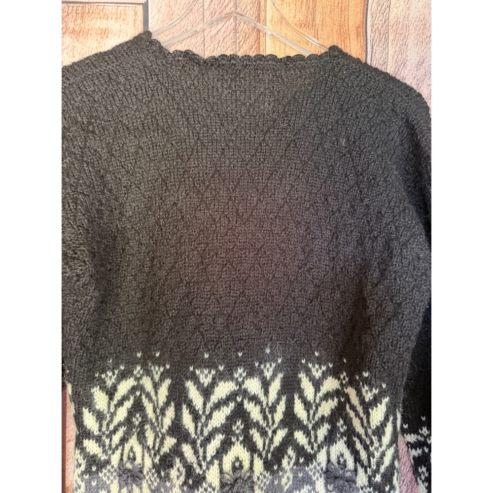 Dale of Norway Cardigan Sweater Vintage Nordic Fair Isle Black Gray Scandinavian - Picture 5 of 8